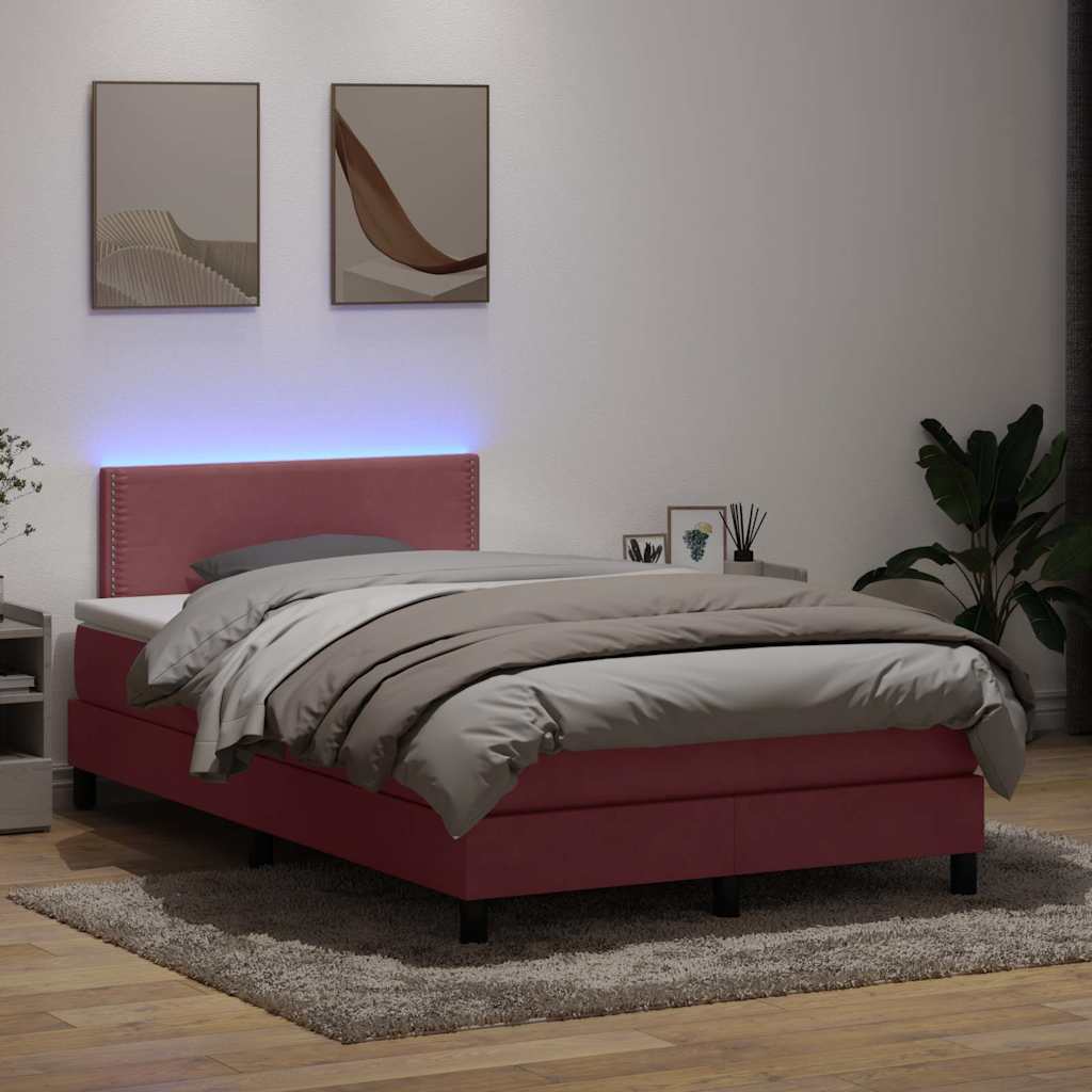vidaXL Lit tapissier avec matelas et LED Rose 120x220 cm Velours