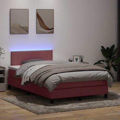 vidaXL Lit tapissier avec matelas et LED Rose 120x220 cm Velours