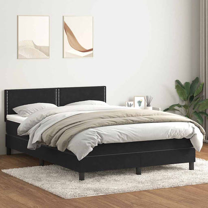 vidaXL Boxspringbett mit Matratze & LED Schwarz 140x220 cm Samt