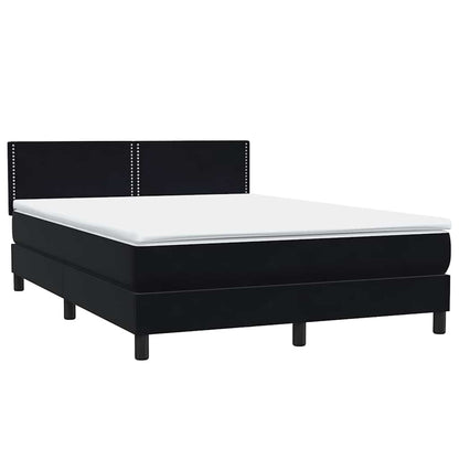 vidaXL Boxspringbett mit Matratze & LED Schwarz 140x220 cm Samt