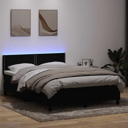 vidaXL Boxspringbett mit Matratze & LED Schwarz 140x220 cm Samt