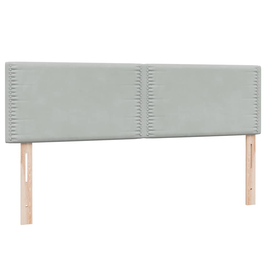 vidaXL Boxspringbett mit Matratze & LED Hellgrau 160x220 cm Samt