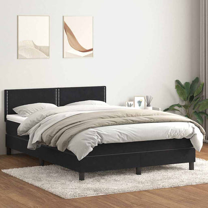vidaXL Boxspringbett mit Matratze & LED Schwarz 160x220 cm Samt
