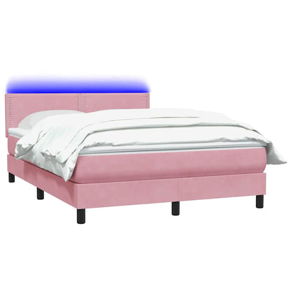vidaXL Lit coffre avec matelas et LED Rose 160x220 cm Velours