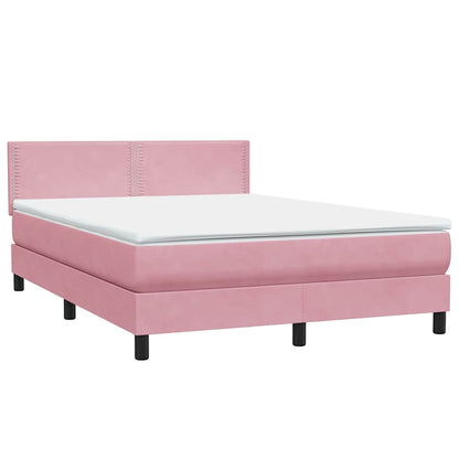 vidaXL Lit coffre avec matelas et LED Rose 160x220 cm Velours