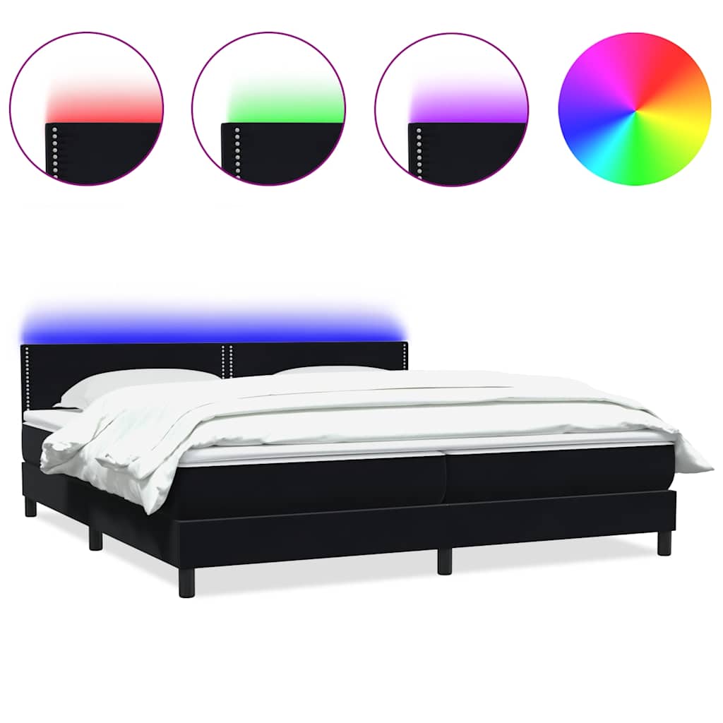 vidaXL Boxspringbett mit Matratze & LED Schwarz 180x220 cm Samt