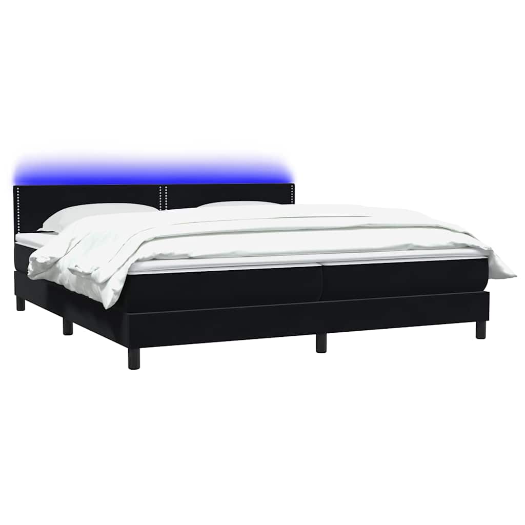 vidaXL Boxspringbett mit Matratze & LED Schwarz 180x220 cm Samt