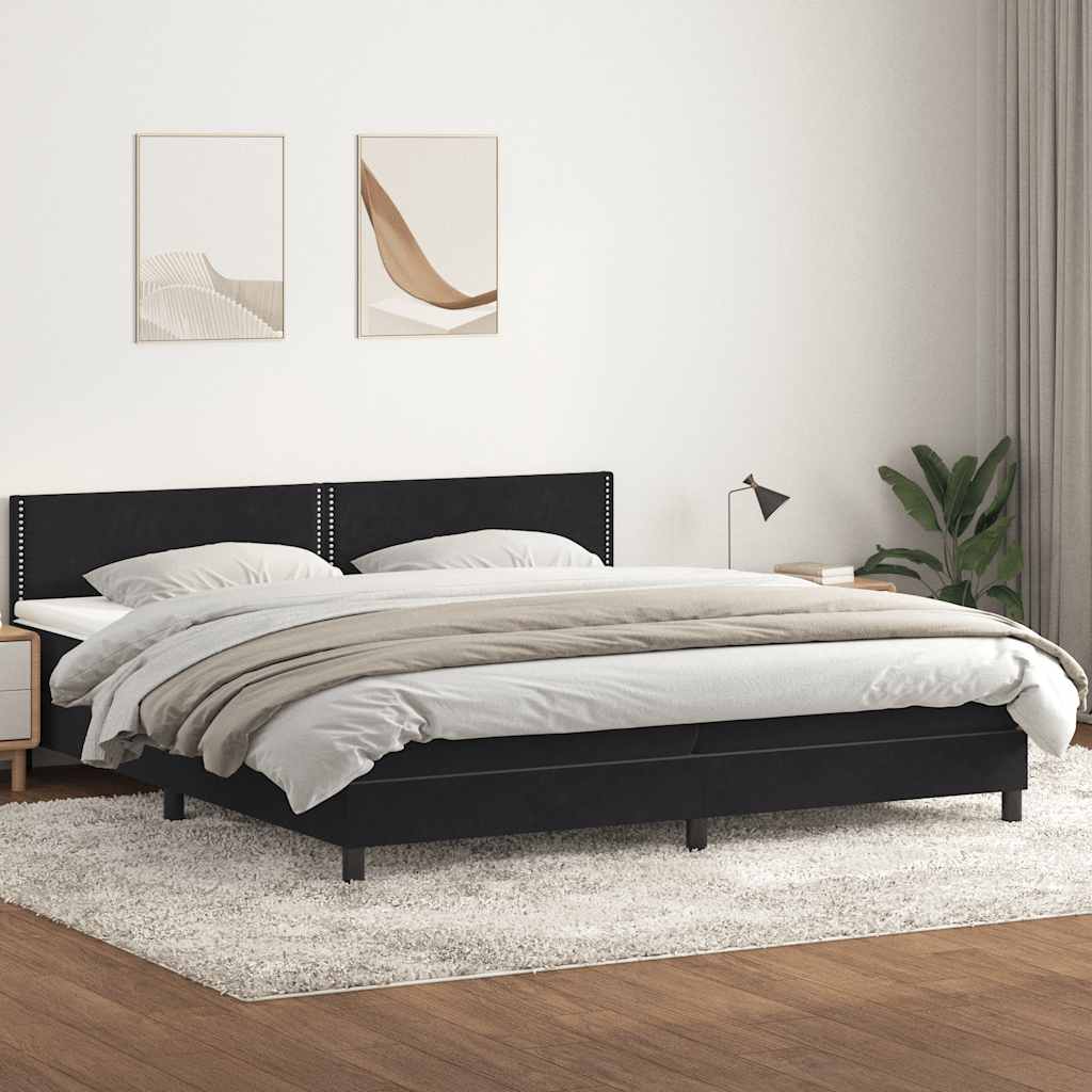 vidaXL Boxspringbett mit Matratze & LED Schwarz 180x220 cm Samt