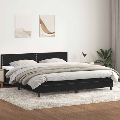 vidaXL Boxspringbett mit Matratze & LED Schwarz 180x220 cm Samt