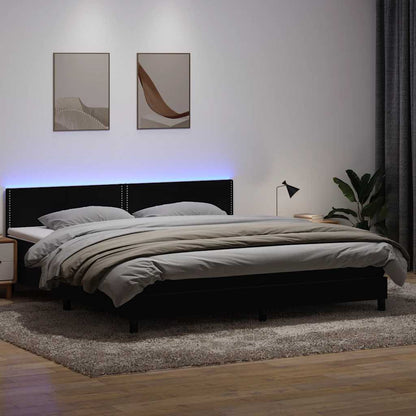 vidaXL Boxspringbett mit Matratze & LED Schwarz 180x220 cm Samt