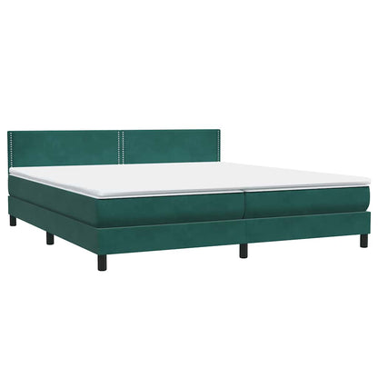 vidaXL Boxspringbett mit Matratze & LED Dunkelgrün 180x220 cm Samt