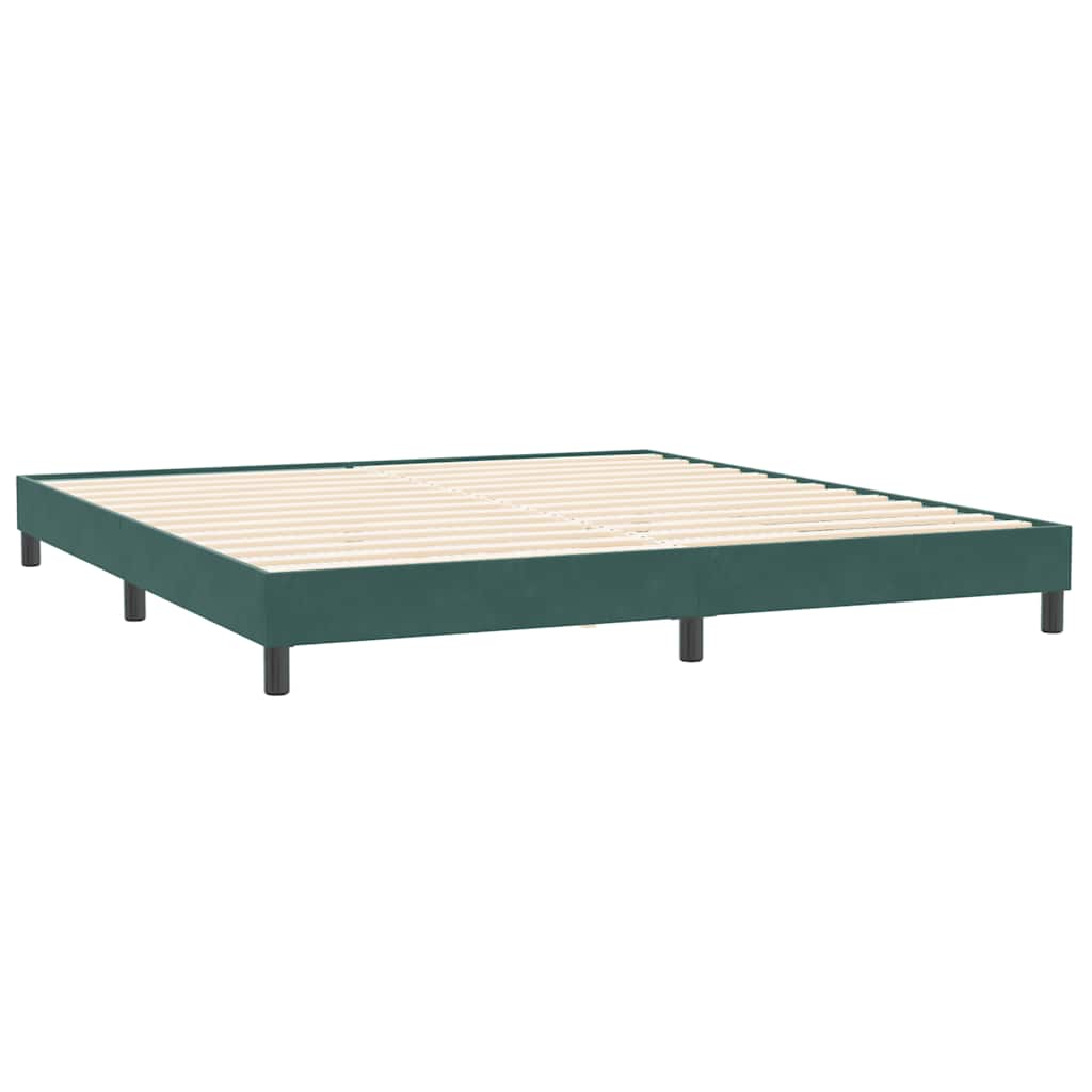vidaXL Boxspringbett mit Matratze & LED Dunkelgrün 180x220 cm Samt