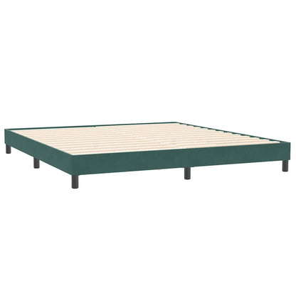vidaXL Boxspringbett mit Matratze & LED Dunkelgrün 180x220 cm Samt