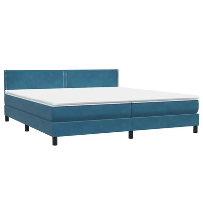 vidaXL Boxspringbett mit Matratze & LED Dunkelblau 180x220 cm Samt
