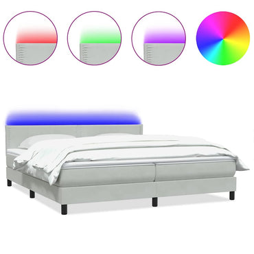 vidaXL Lit tapissier avec matelas et LED Gris clair 200x220 cm Velours
