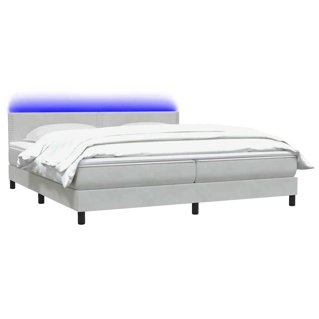 vidaXL Lit tapissier avec matelas et LED Gris clair 200x220 cm Velours