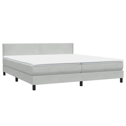 vidaXL Lit tapissier avec matelas et LED Gris clair 200x220 cm Velours