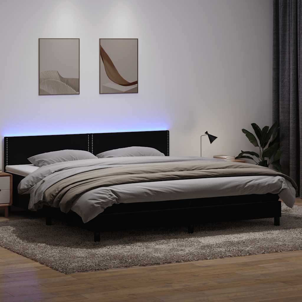 vidaXL Boxspringbett mit Matratze & LED Schwarz 200x220 cm Samt