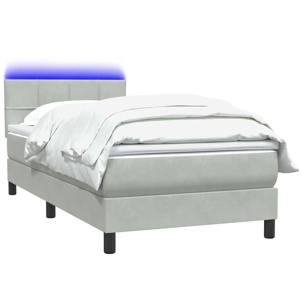 Lit tapissier avec matelas et LED vidaXL gris clair 80x210 cm velours