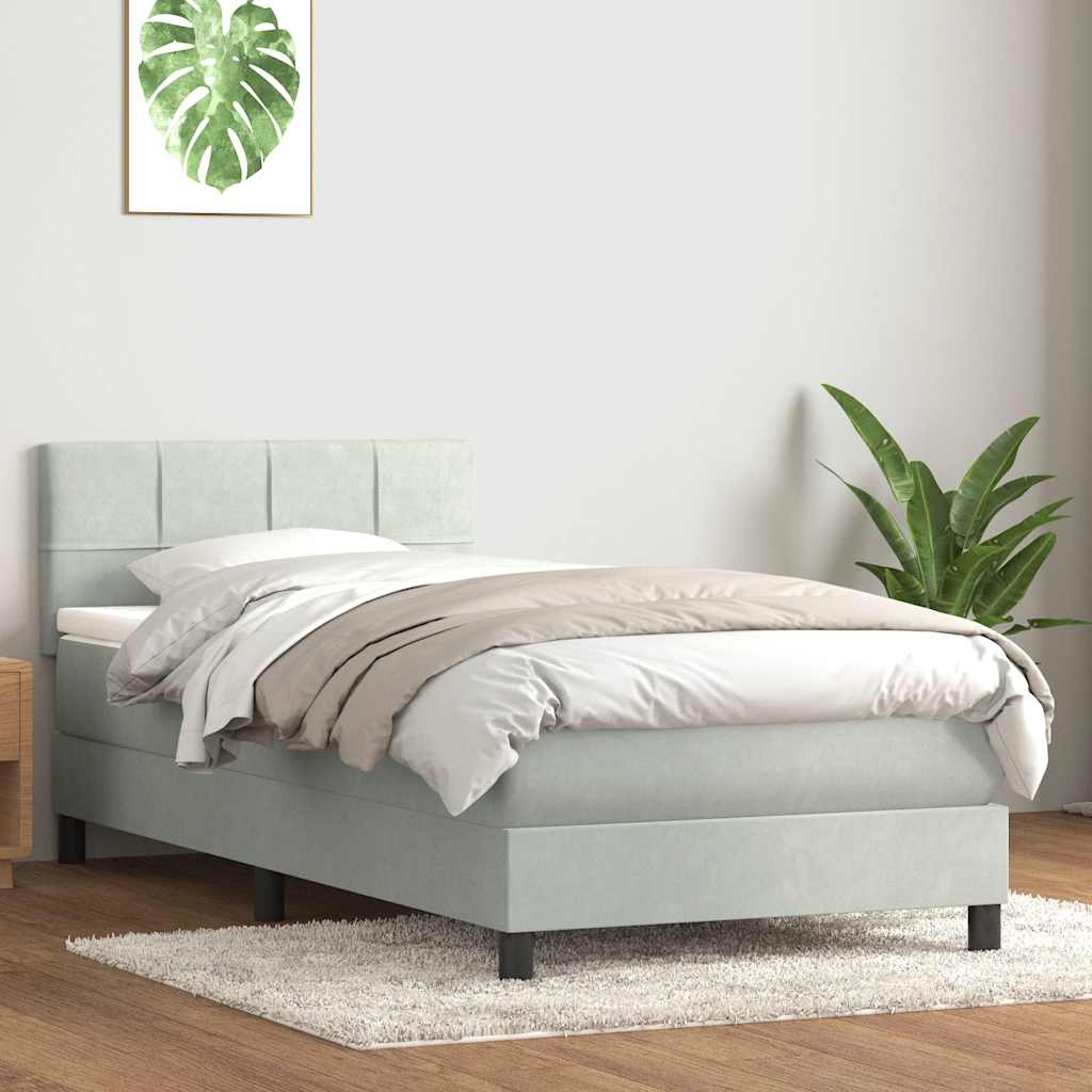 Lit tapissier avec matelas et LED vidaXL gris clair 80x210 cm velours