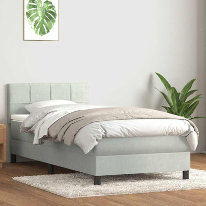 Lit tapissier avec matelas et LED vidaXL gris clair 80x210 cm velours