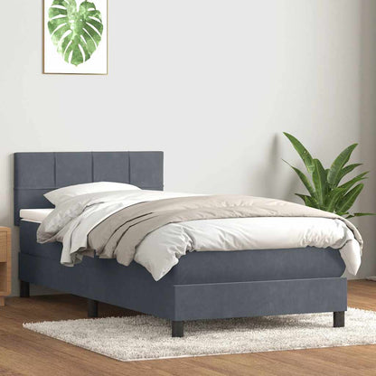 vidaXL Lit boxspring avec matelas et LED Gris foncé 80x210 cm Velours