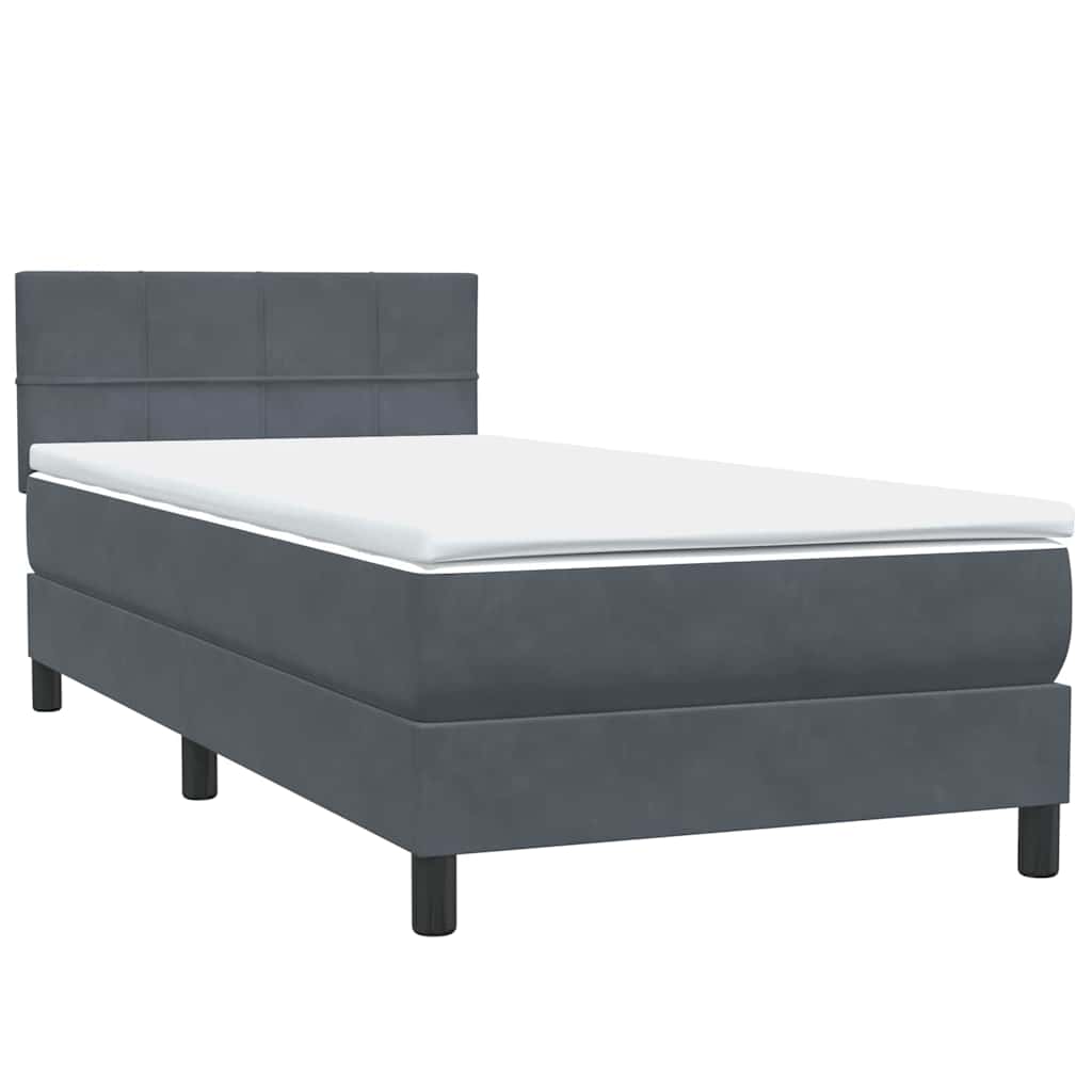 vidaXL Lit boxspring avec matelas et LED Gris foncé 80x210 cm Velours