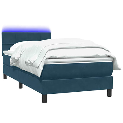 Boxspringbett mit Matratze & LED Dunkelblau 80x210 cm Samt