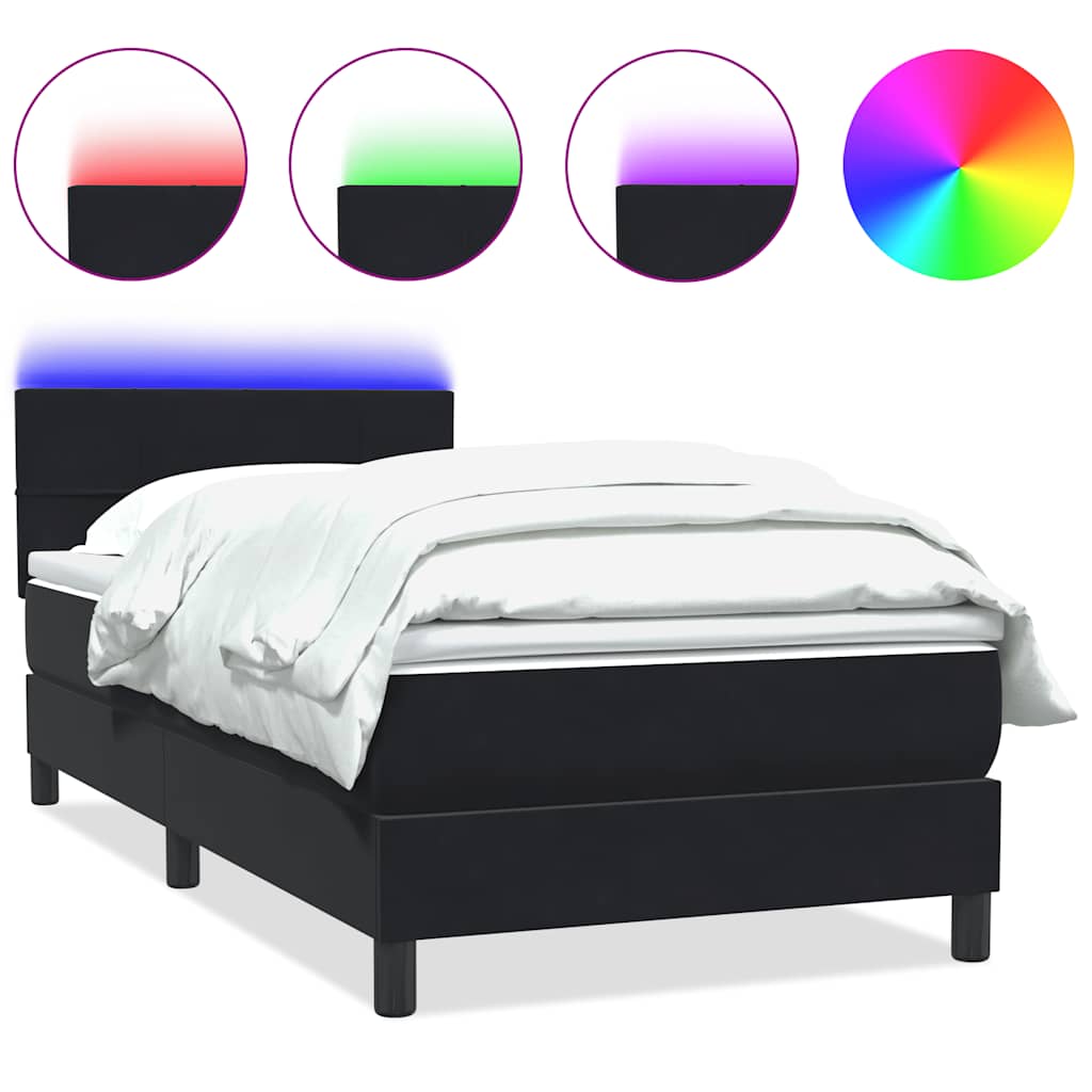 vidaXL Lit coffre avec matelas et LED Noir 90x210 cm Velours