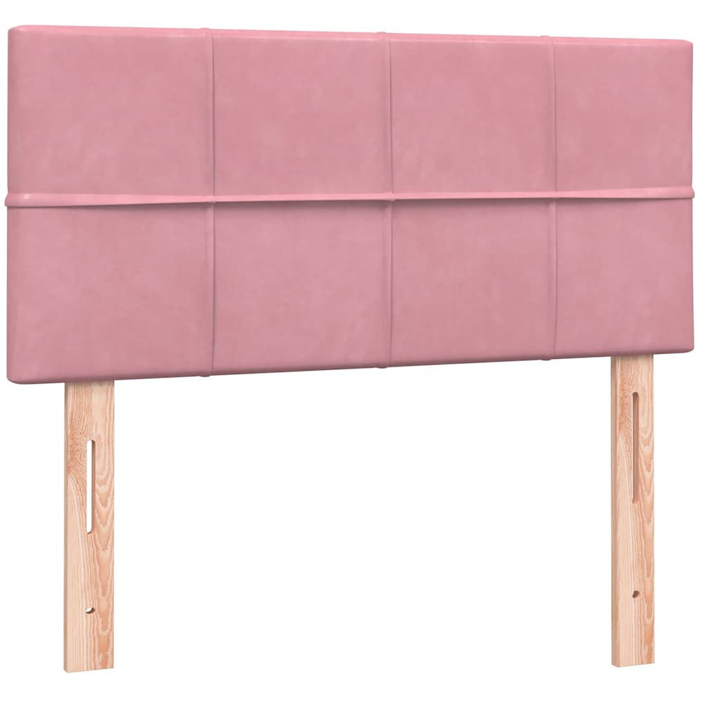 vidaXL Boxspringbett mit Matratze & LED Rosa 90x210 cm Samt