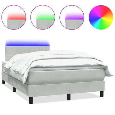vidaXL Boxspringbett mit Matratze & LED Hellgrau 120x210 cm Samt
