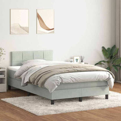 vidaXL Boxspringbett mit Matratze & LED Hellgrau 120x210 cm Samt