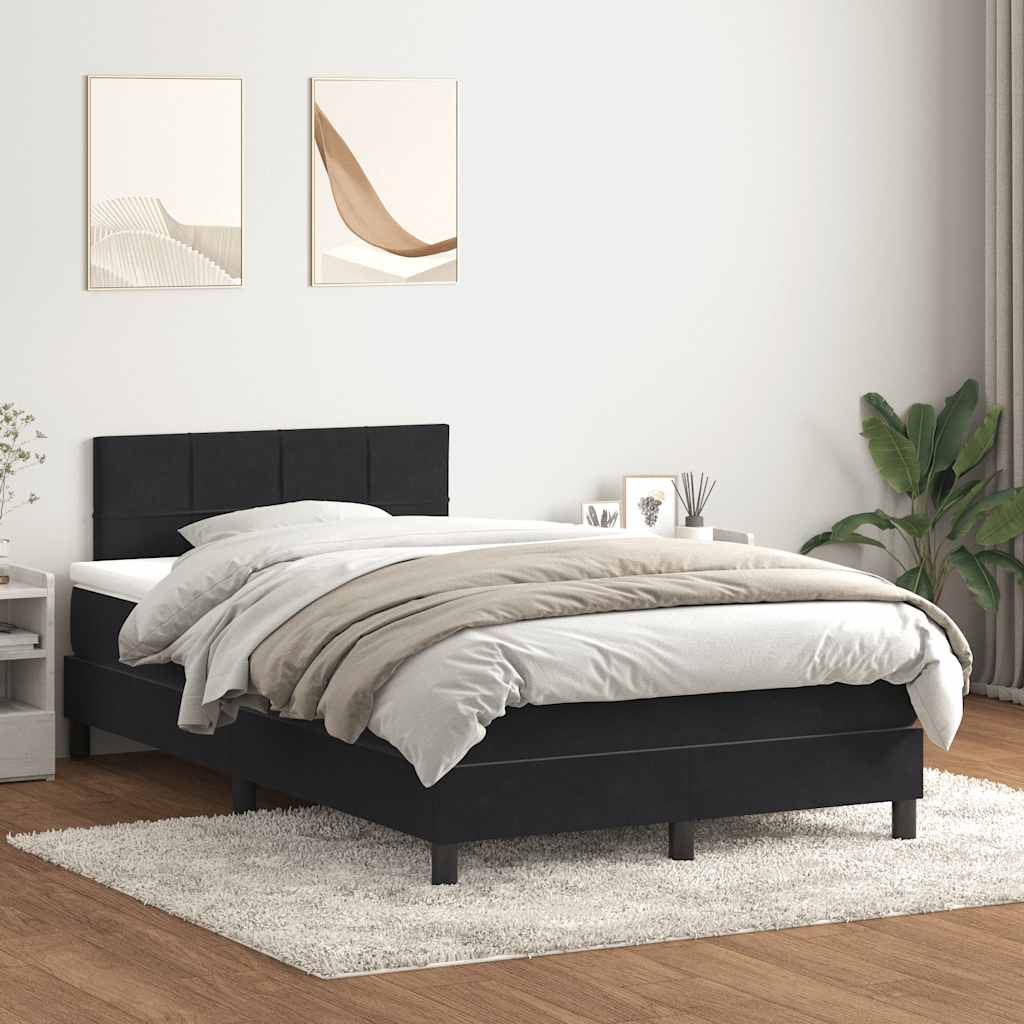 vidaXL Boxspringbett mit Matratze & LED Schwarz 120x210 cm Samt