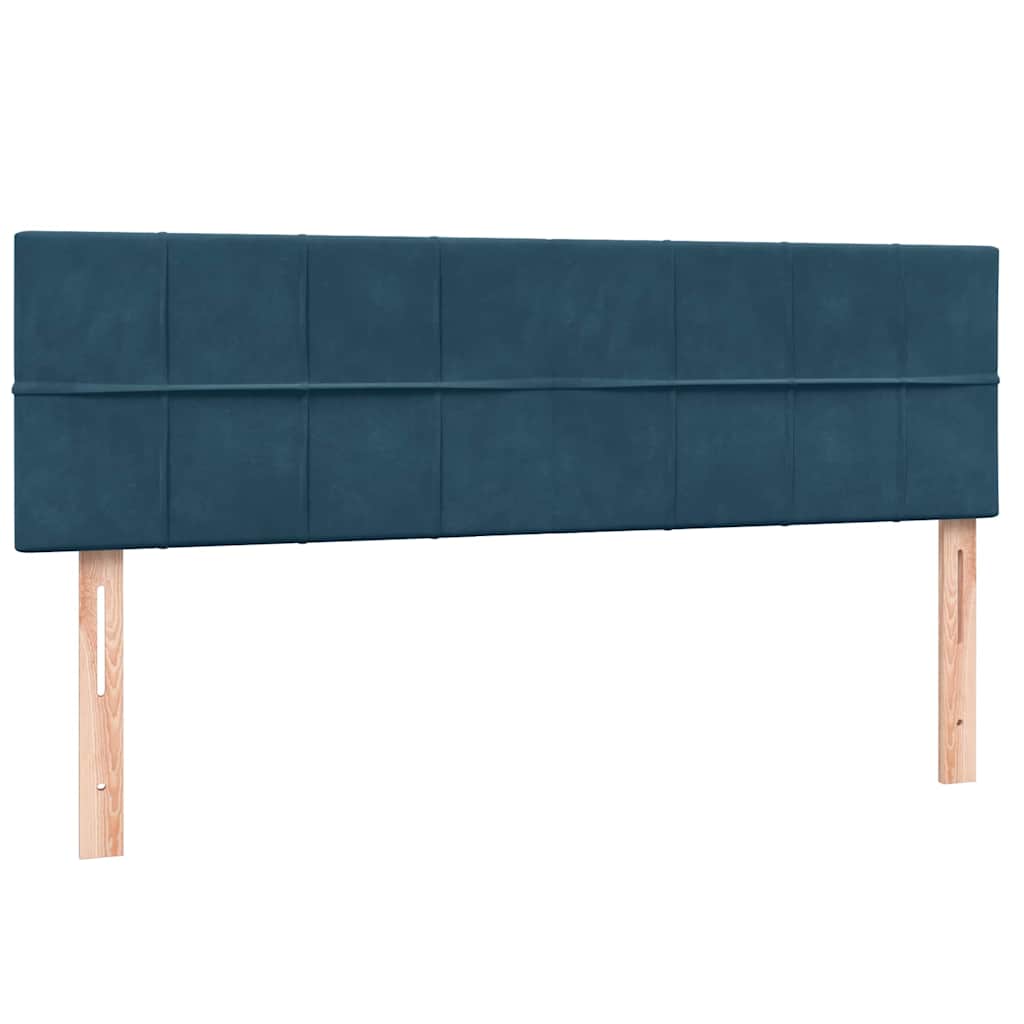 vidaXL Boxspringbett mit Matratze & LED Dunkelblau 140x210 cm Samt