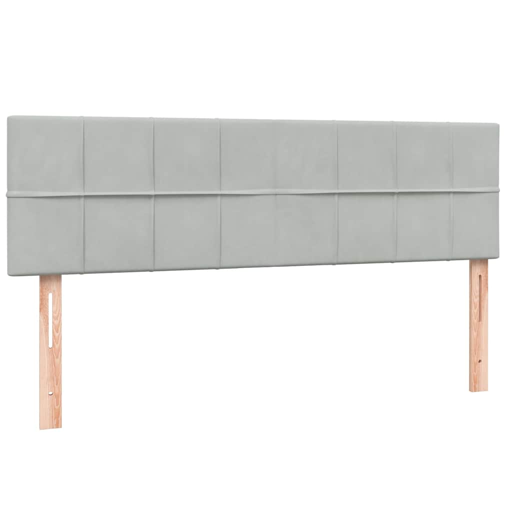 vidaXL Boxspringbett mit Matratze & LED Hellgrau 160x210 cm Samt