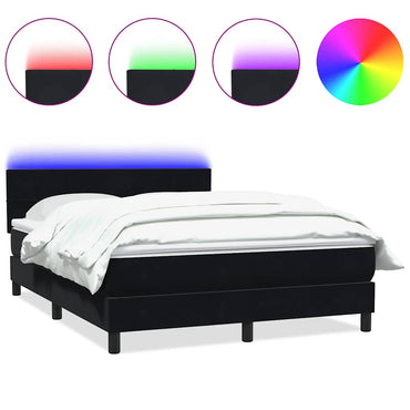 vidaXL Boxspringbett mit Matratze & LED Schwarz 160x210 cm Samt