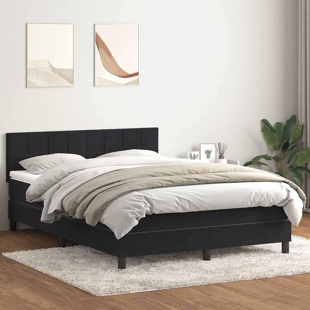 vidaXL Boxspringbett mit Matratze & LED Schwarz 160x210 cm Samt