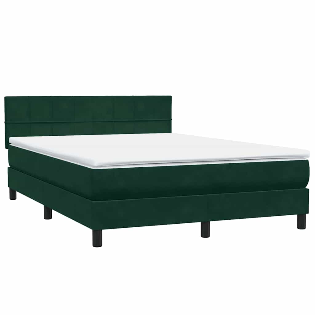 vidaXL Boxspringbett mit Matratze & LED Dunkelgrün 160x210 cm Samt