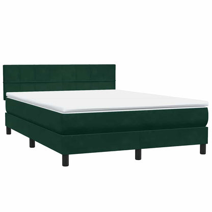 vidaXL Boxspringbett mit Matratze & LED Dunkelgrün 160x210 cm Samt