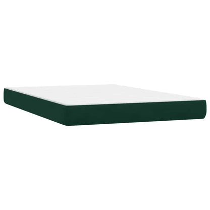 vidaXL Boxspringbett mit Matratze & LED Dunkelgrün 160x210 cm Samt