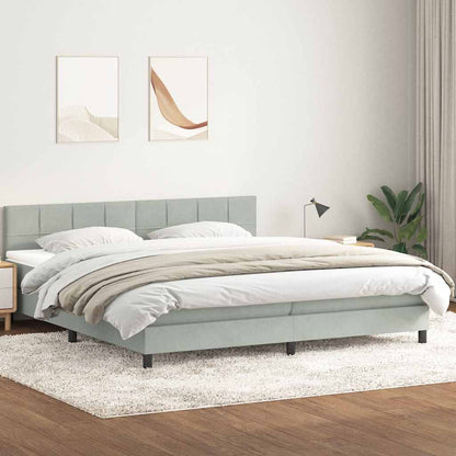 vidaXL Boxspringbett mit Matratze & LED Hellgrau 180x210 cm Samt