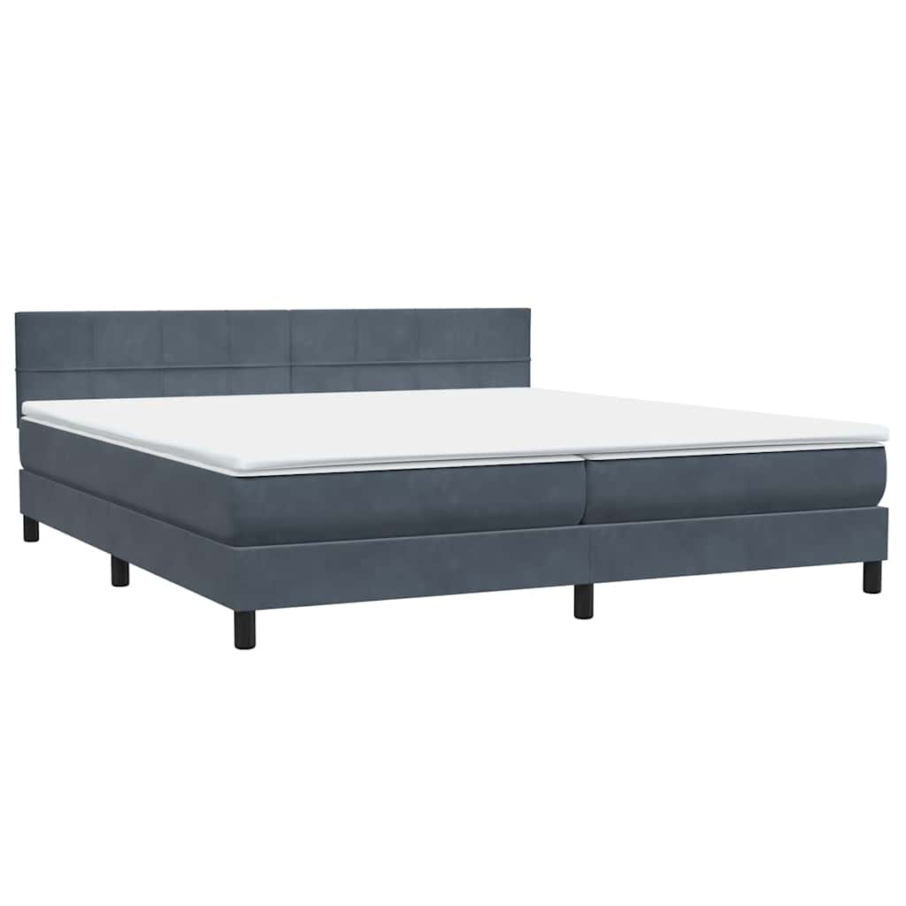 vidaXL Boxspringbett mit Matratze & LED Dunkelgrau 180x210 cm Samt