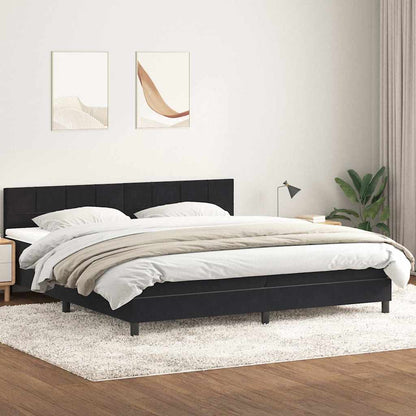 vidaXL Lit boxspring avec matelas et LED Noir 180x210 cm Velours