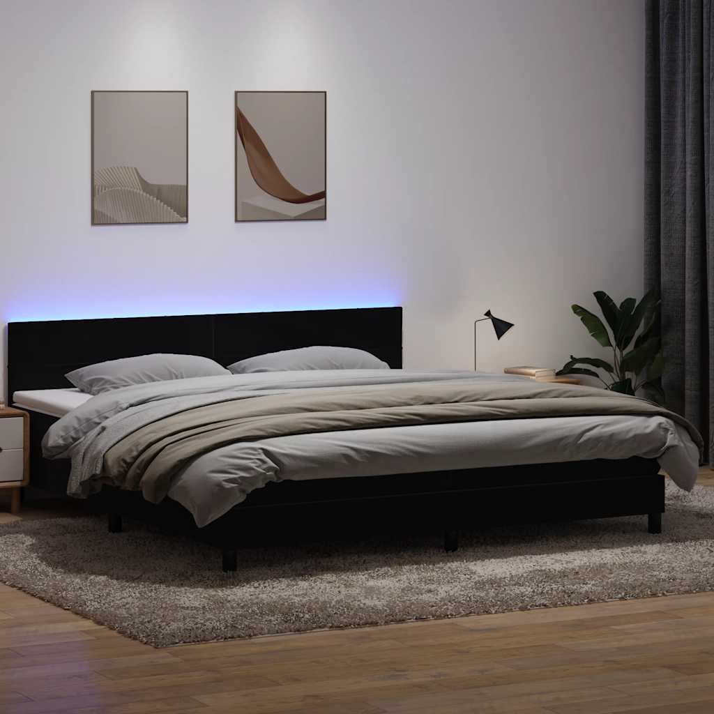 vidaXL Lit boxspring avec matelas et LED Noir 180x210 cm Velours