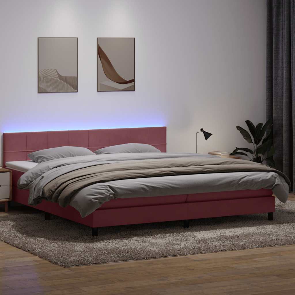 Boxspringbett mit Matratze & LED Rosa 180x210 cm Samt