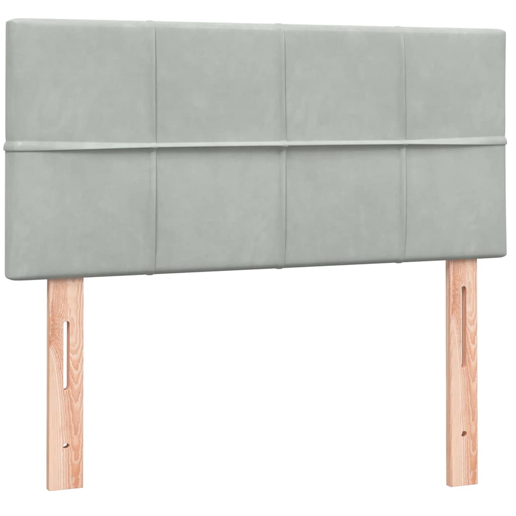 vidaXL Boxspringbett mit Matratze & LED Hellgrau 80x220 cm Samt