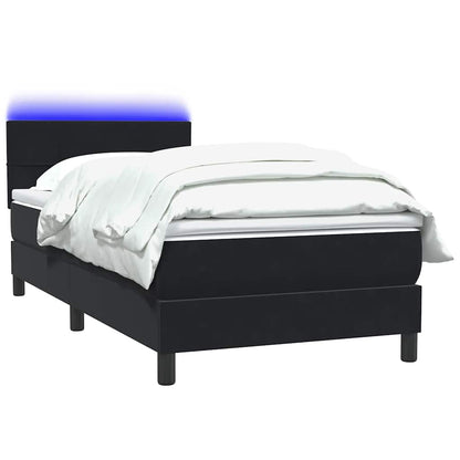 Boxspringbett mit Matratze & LED Schwarz 80x220 cm Samt