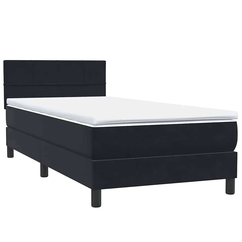 Boxspringbett mit Matratze & LED Schwarz 80x220 cm Samt