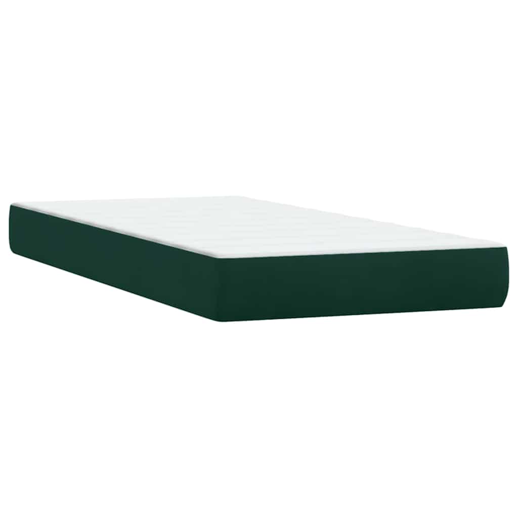 vidaXL Boxspringbett mit Matratze & LED Dunkelgrün 80x220 cm Samt
