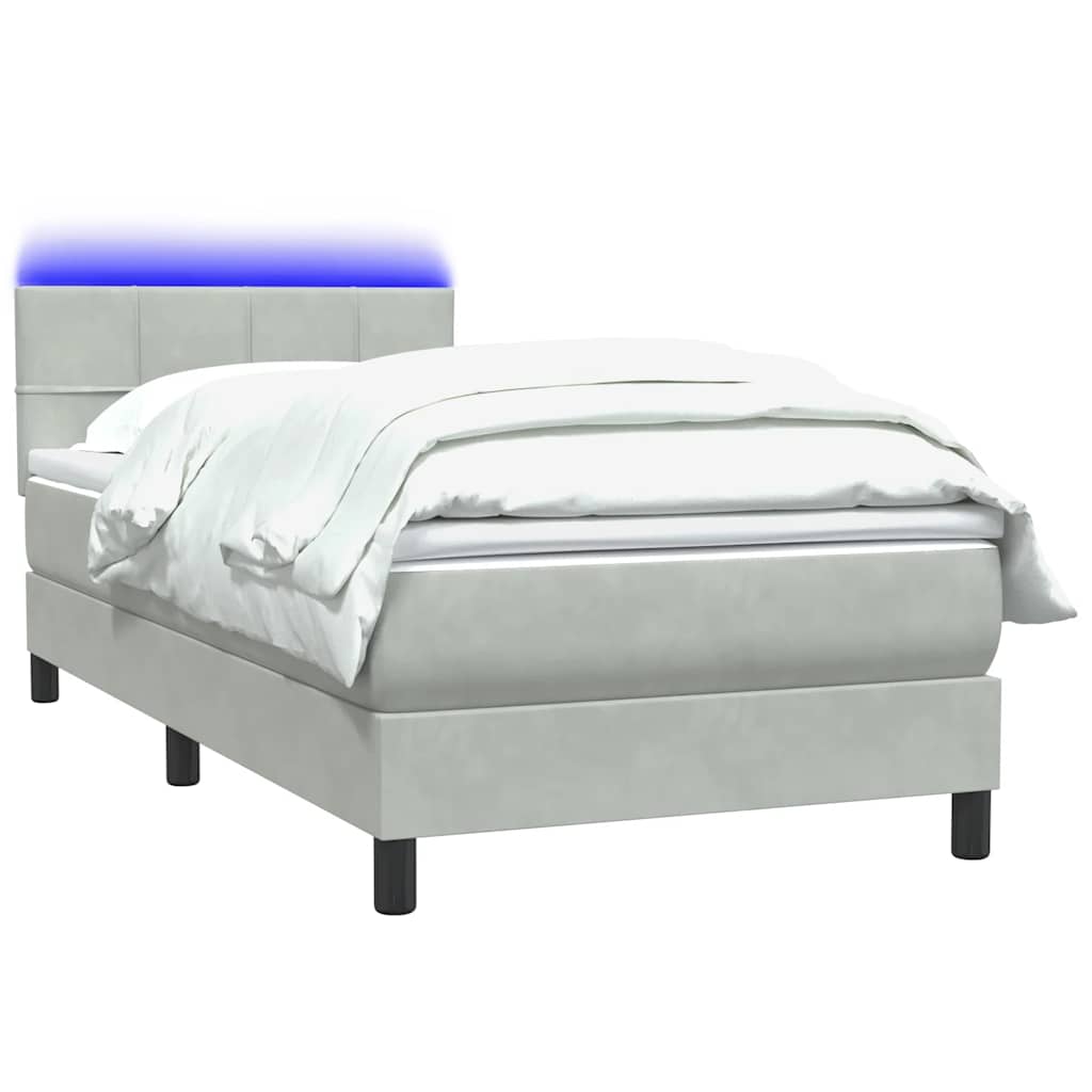 vidaXL Lit tapissier avec matelas et LED Gris clair 100x220 cm Velours